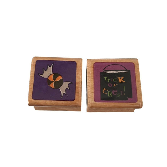 Doodles By Design Rubber Stamp Candy Bag Trick Treat Halloween Set of 2 #K46
