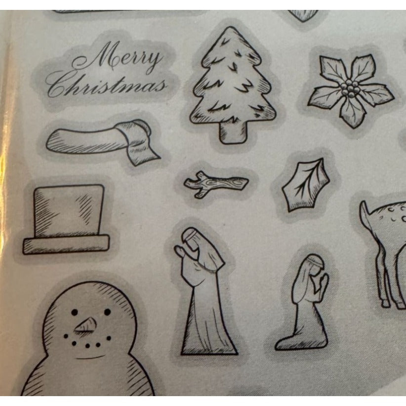 Gemini Traditional Christmas Stamps Set Nativity Sleigh Snowman Gift Tag Tiny