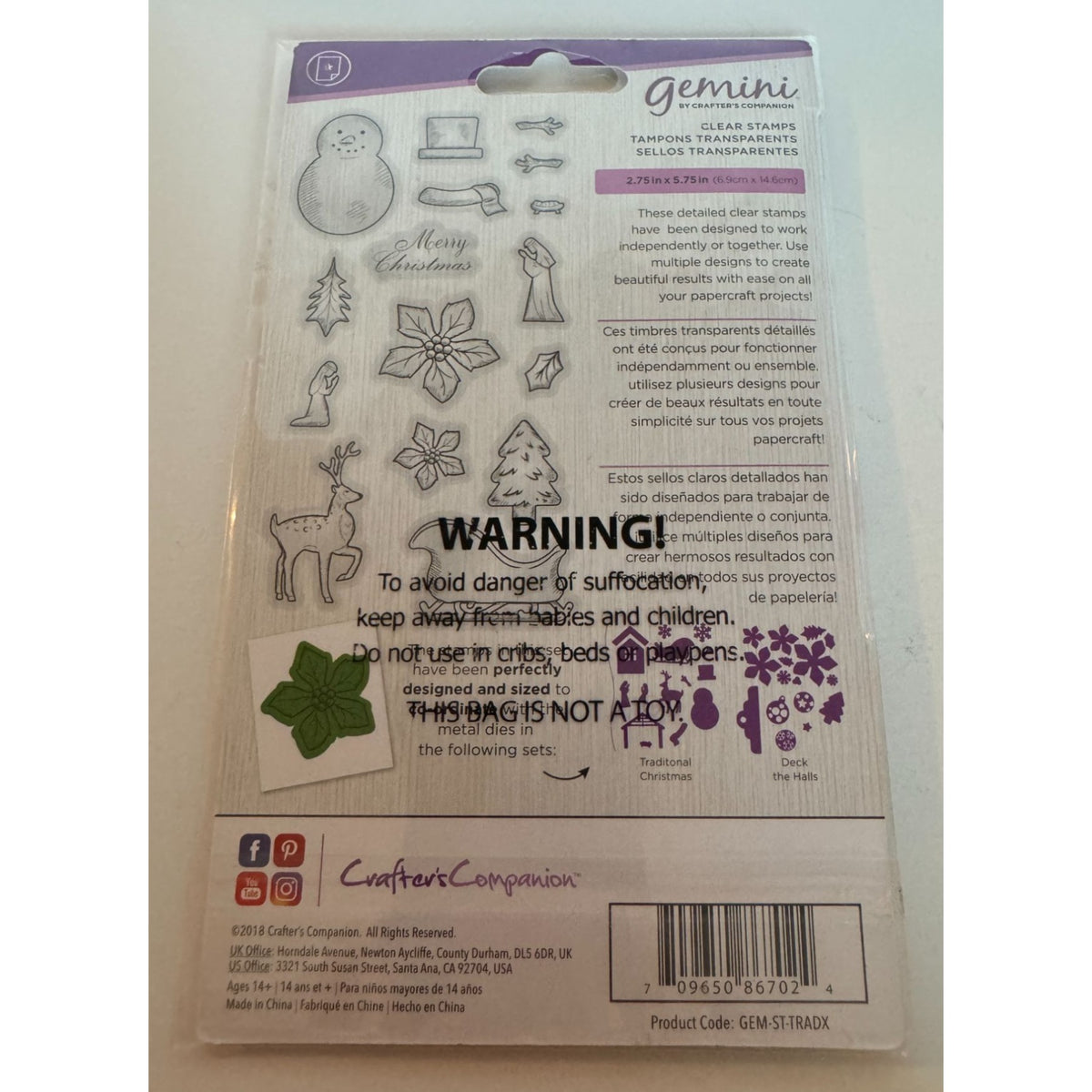 Gemini Traditional Christmas Stamps Set Nativity Sleigh Snowman Gift Tag Tiny