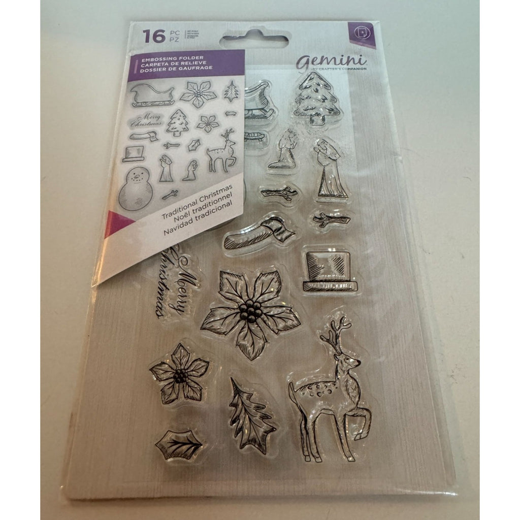 Gemini Traditional Christmas Stamps Set Nativity Sleigh Snowman Gift Tag Tiny