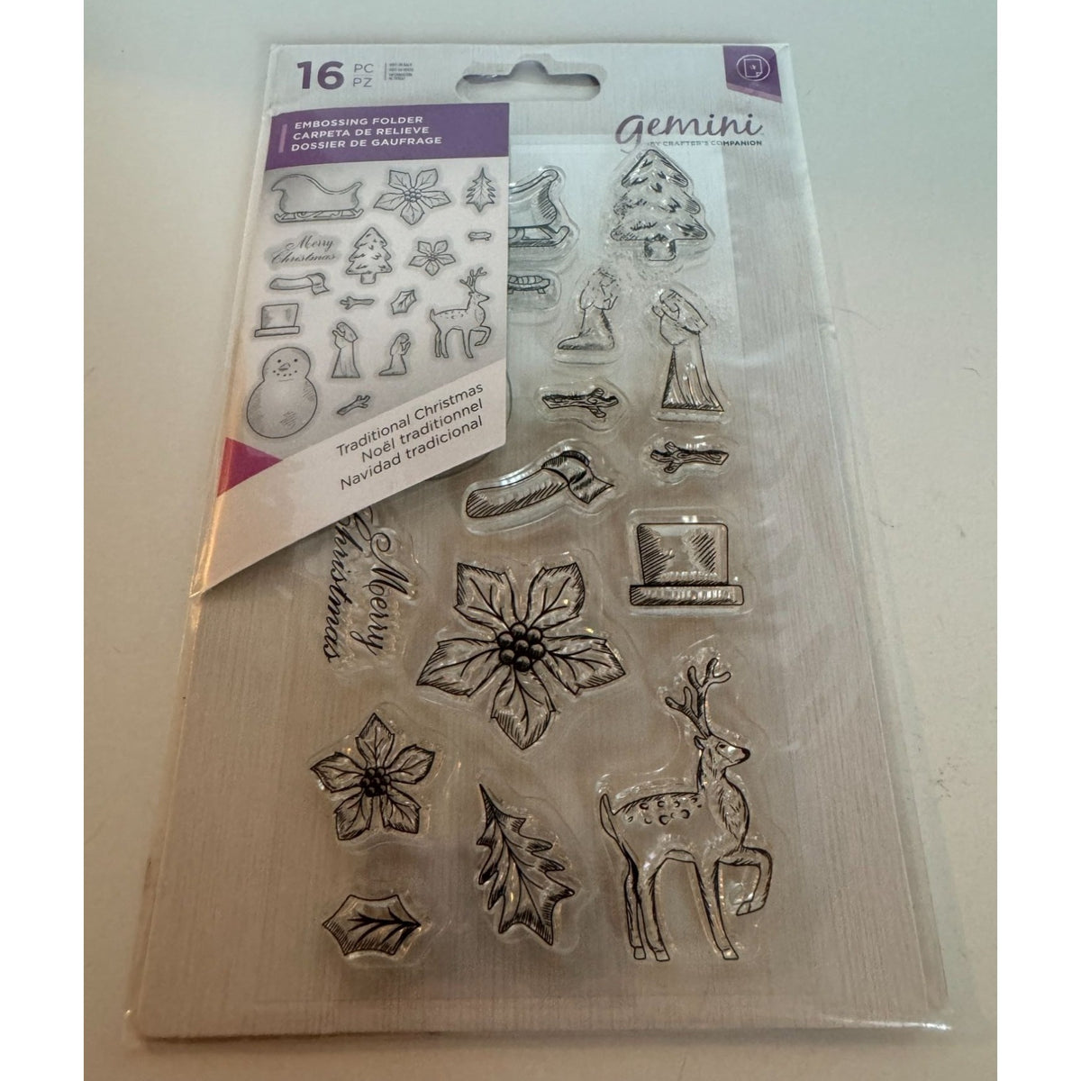 Gemini Traditional Christmas Stamps Set Nativity Sleigh Snowman Gift Tag Tiny