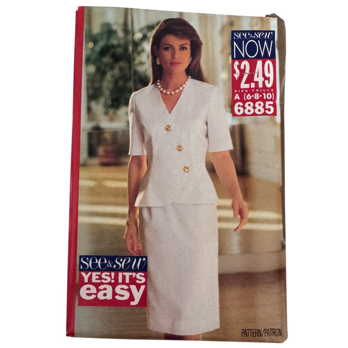 Butterick Sewing Pattern 6885 Tailored Top Classic Skirt Suit 90s 6-10 Easy Uncut Work