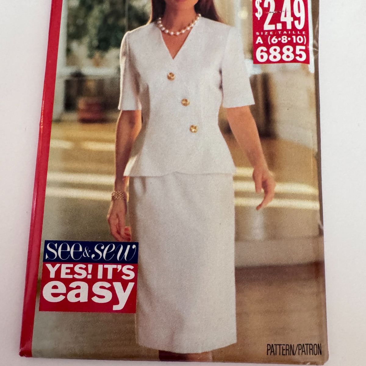 Butterick Sewing Pattern 6885 Tailored Top Classic Skirt Suit 90s 6-10 Easy Uncut Work