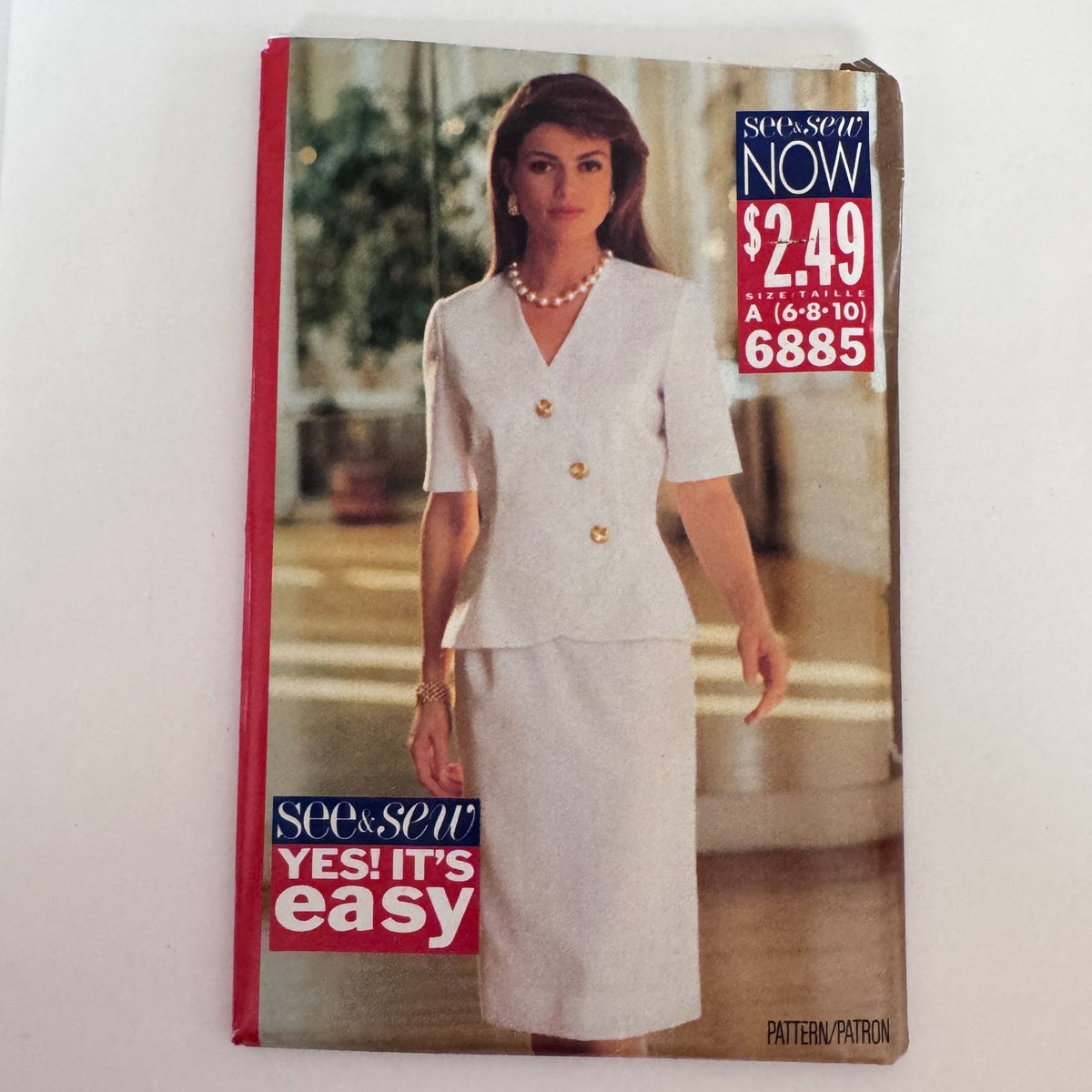 Butterick Sewing Pattern 6885 Tailored Top Classic Skirt Suit 90s 6-10 Easy Uncut Work