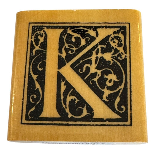 Anitas Rubber Stamp Decorative Letter K Initial Craft Square Ornate Card Making
