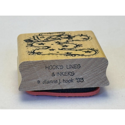 Hooks Lines and Inkers Rubber Stamp Alphabet Letter W Initial Country Angel Wood