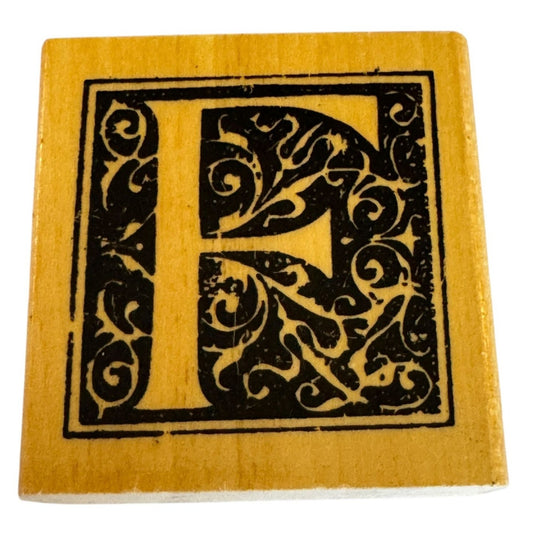 Anitas Rubber Stamp Decorative Letter F Initial Craft Square Ornate Card Making