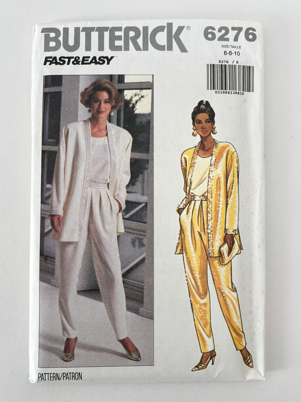 Butterick Sewing Pattern 6276 Evening Jacket Pants 1990s Vintage Easy 6 8 10 UC