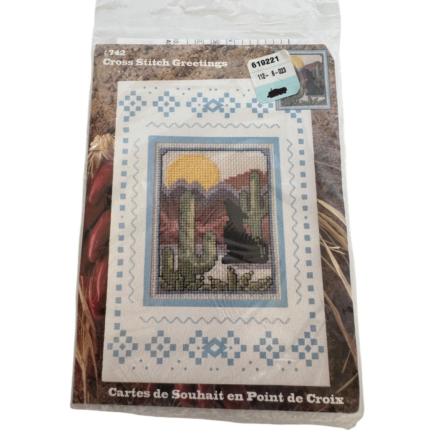 Design Works Crafts Cross Stitch Kit Cactus Sunset Wolf Desert Greeting Card
