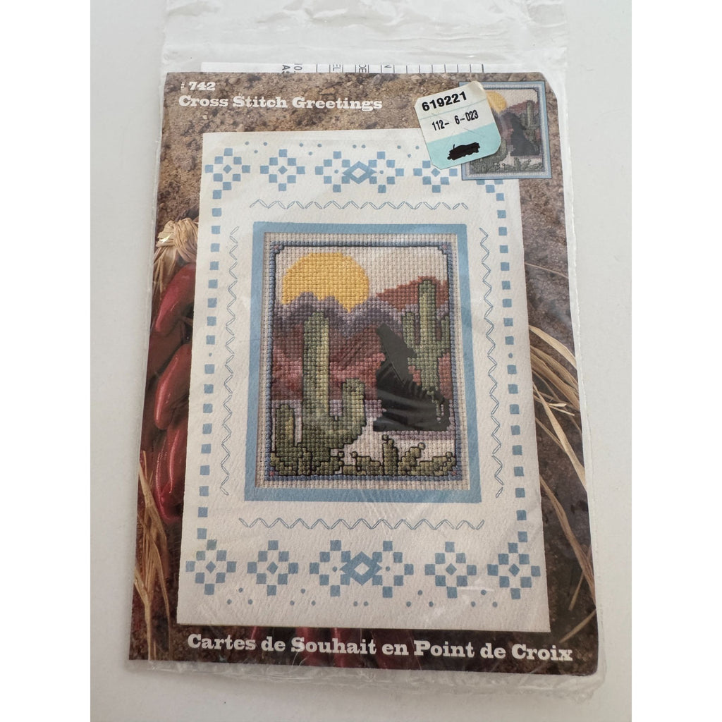 Design Works Crafts Cross Stitch Kit Cactus Sunset Wolf Desert Greeting Card