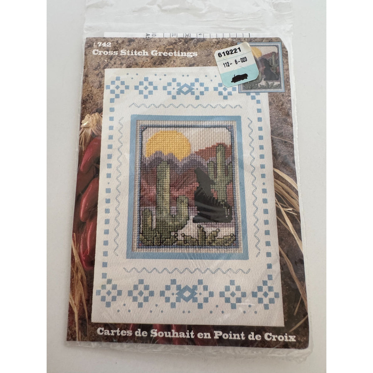 Design Works Crafts Cross Stitch Kit Cactus Sunset Wolf Desert Greeting Card