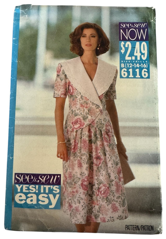 Vintage 90s Cottagecore Top Skirt Sewing Pattern Butterick 6116 Romantic 12-16 Uncut