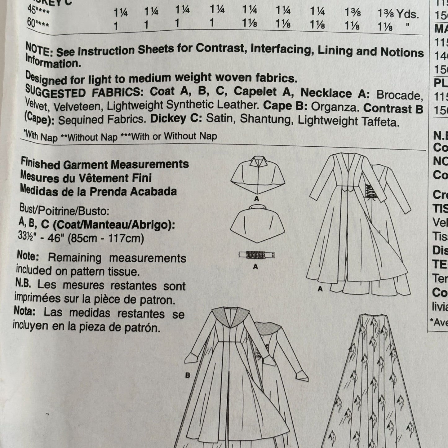 McCalls Costume Sewing Pattern M6818 Gothic Coat Victorian Steampunk Capelet Cosplay 12–20 UNCUT Fantasy