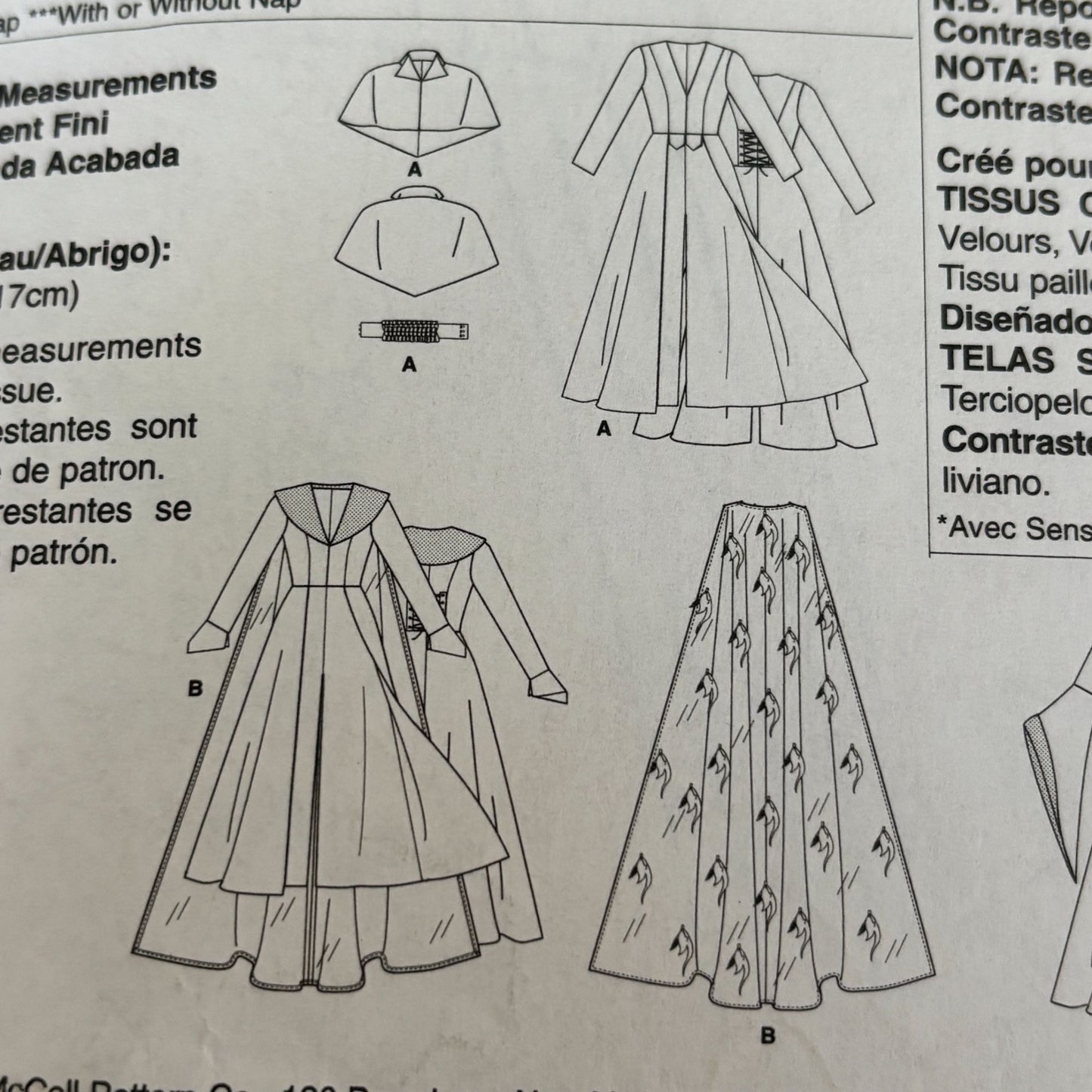 McCalls Costume Sewing Pattern M6818 Gothic Coat Victorian Steampunk Capelet Cosplay 12–20 UNCUT Fantasy
