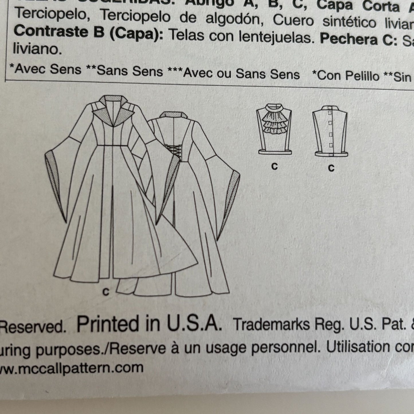 McCalls Costume Sewing Pattern M6818 Gothic Coat Victorian Steampunk Capelet Cosplay 12–20 UNCUT Fantasy