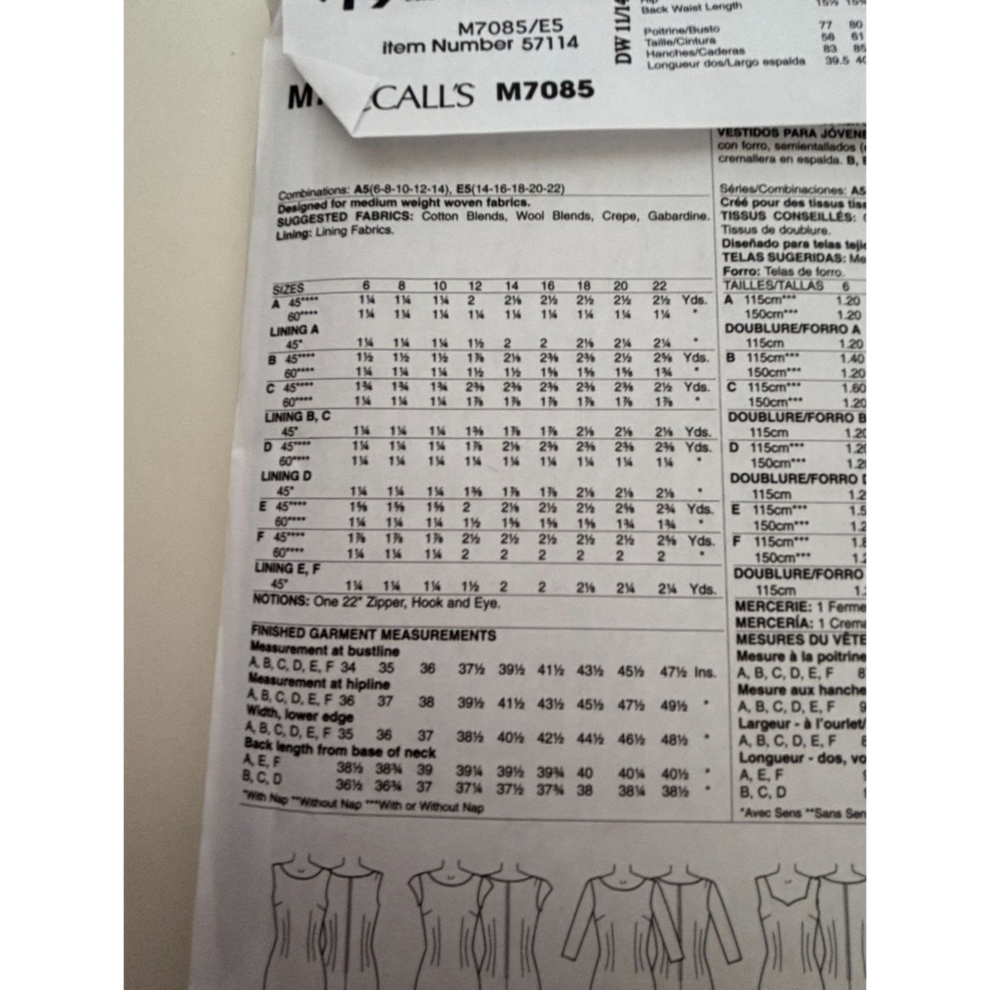 McCalls Sewing Pattern M7085 Sheath Dress Easy Sizes 14-22 Square Neck Neckline