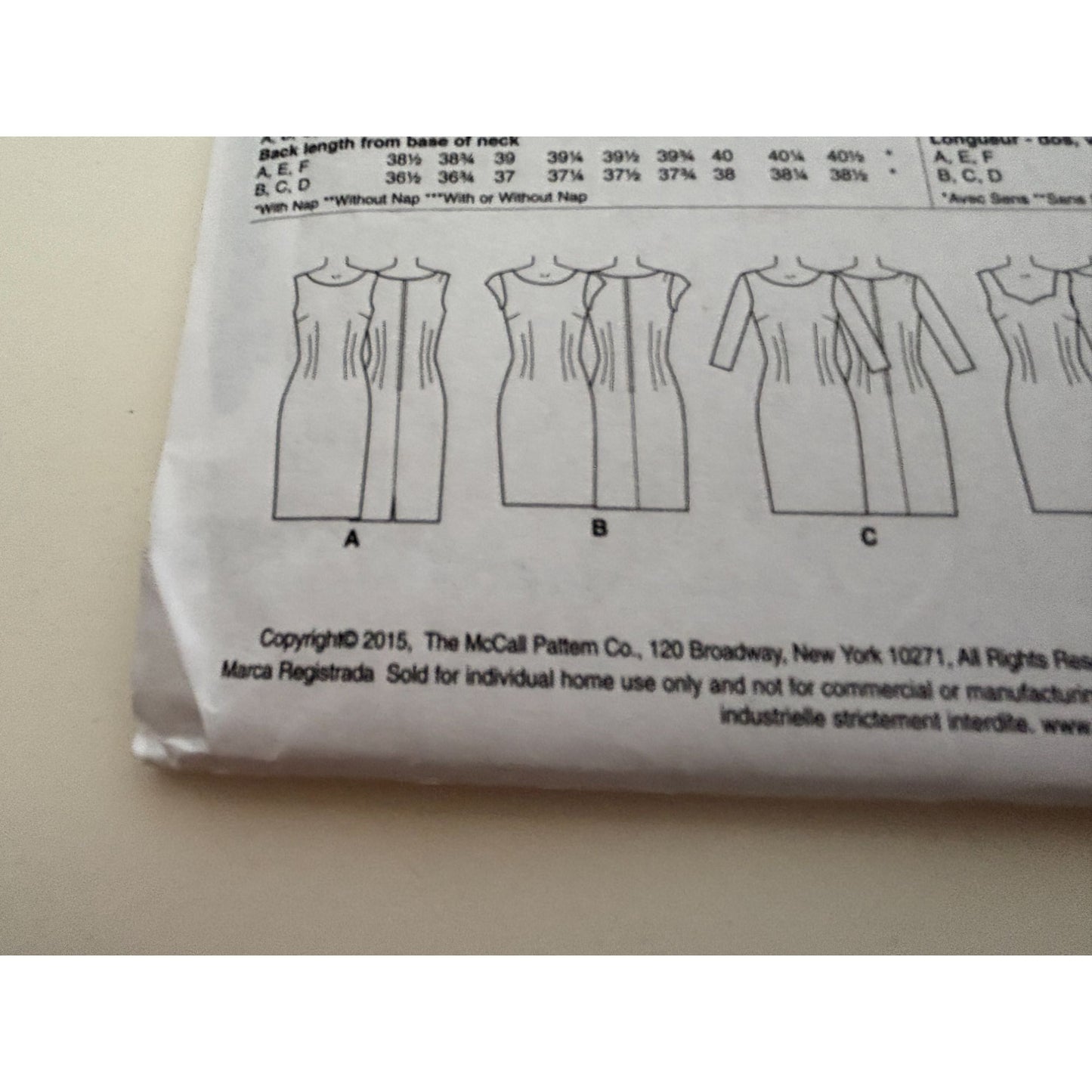 McCalls Sewing Pattern M7085 Sheath Dress Easy Sizes 14-22 Square Neck Neckline