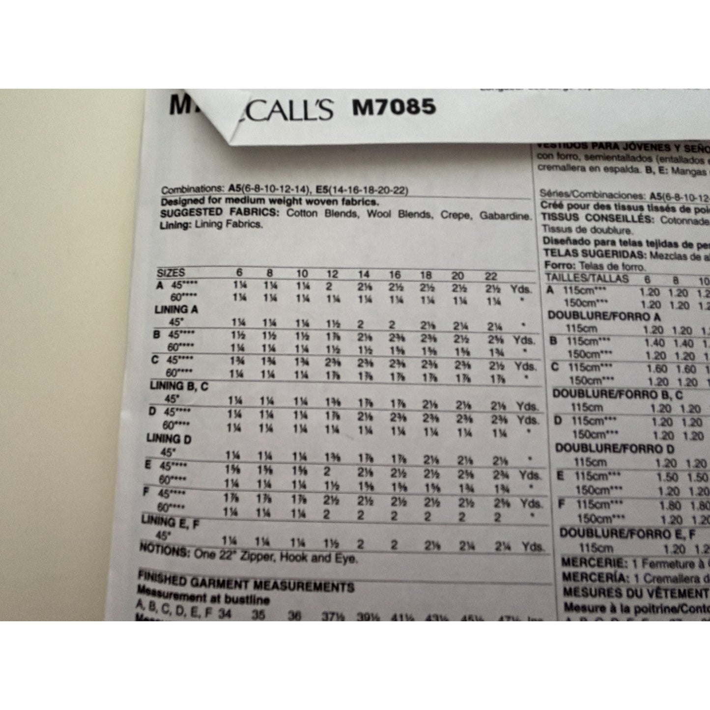 McCalls Sewing Pattern M7085 Sheath Dress Easy Sizes 14-22 Square Neck Neckline