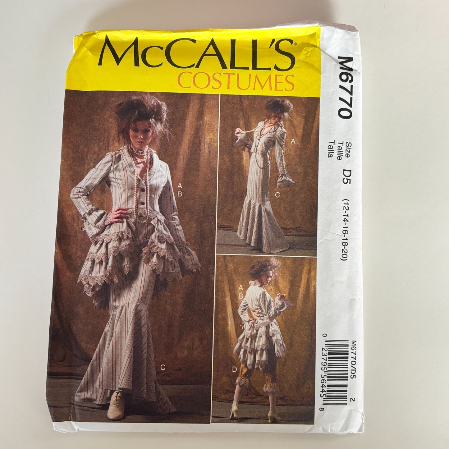 McCalls Sewing Pattern M6770 Victorian Steampunk Costume Bustle Jacket Skirt Pants 12-20 Uncut