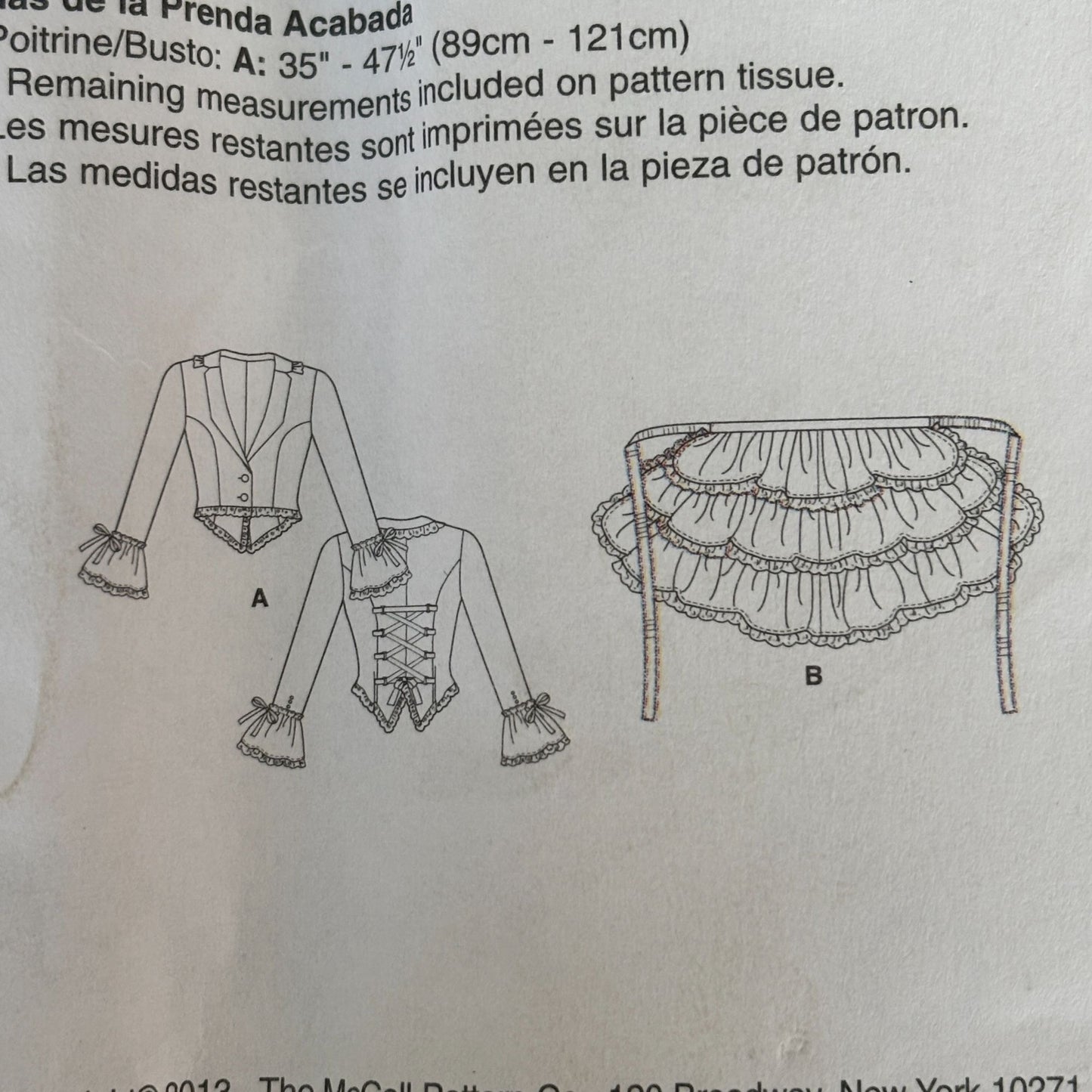 McCalls Sewing Pattern M6770 Victorian Steampunk Costume Bustle Jacket Skirt Pants 12-20 Uncut