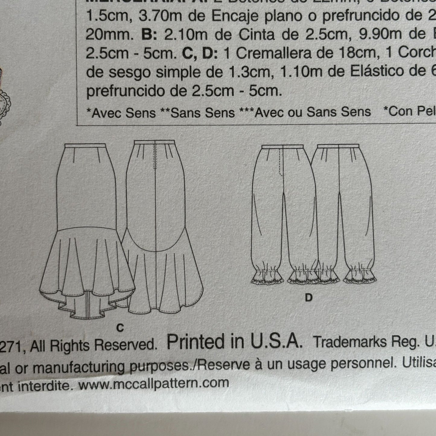 McCalls Sewing Pattern M6770 Victorian Steampunk Costume Bustle Jacket Skirt Pants 12-20 Uncut