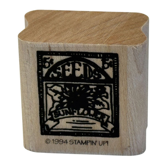 Stampin Up Rubber Stamp Sunflower Seed Packet Gardening Garden Plants Farm Craft