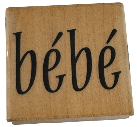 Stampabilities Rubber Stamp Bebe French Baby Word Card Making Wood Mounted Craft