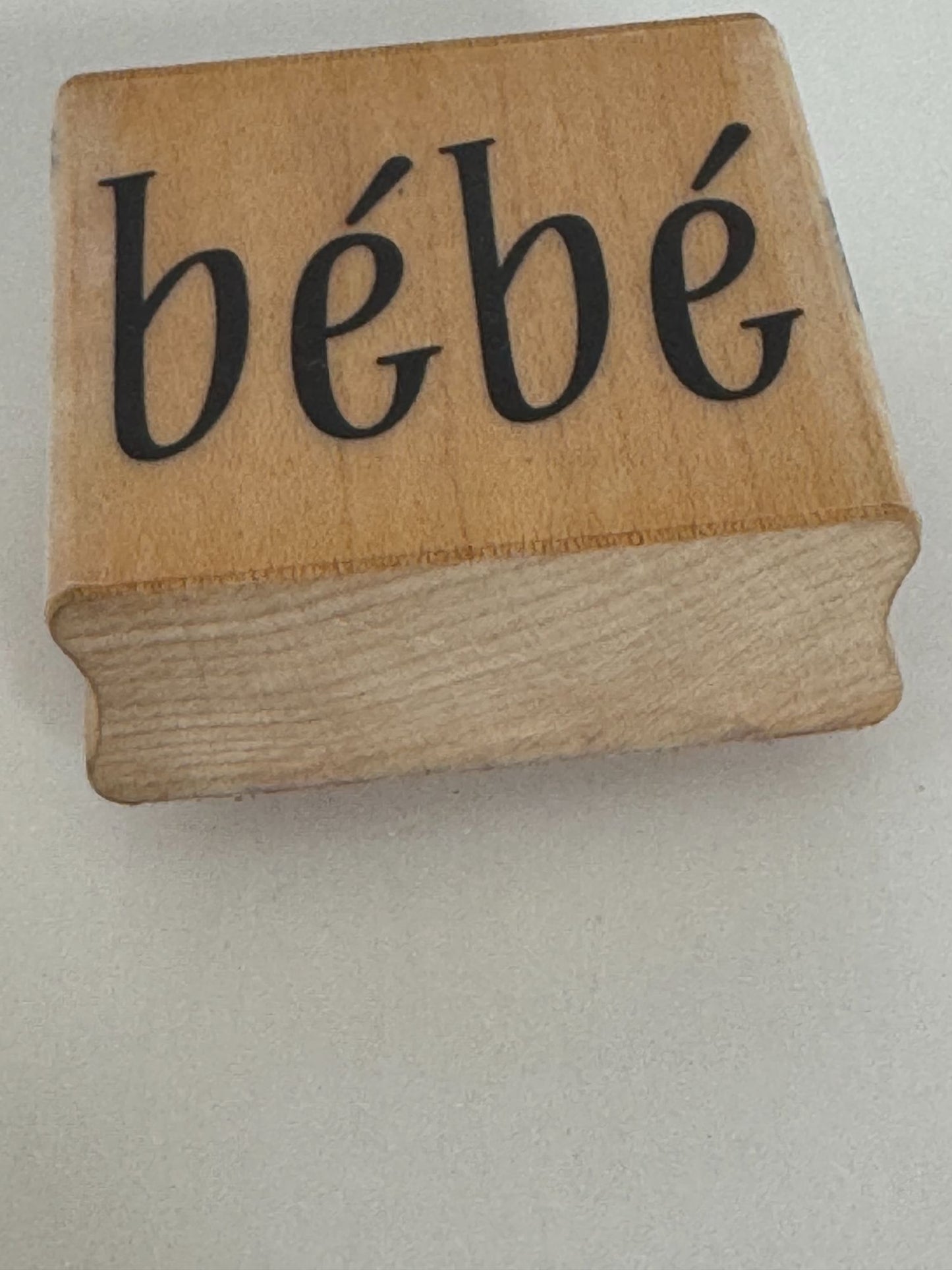 Stampabilities Rubber Stamp Bebe French Baby Word Card Making Wood Mounted Craft