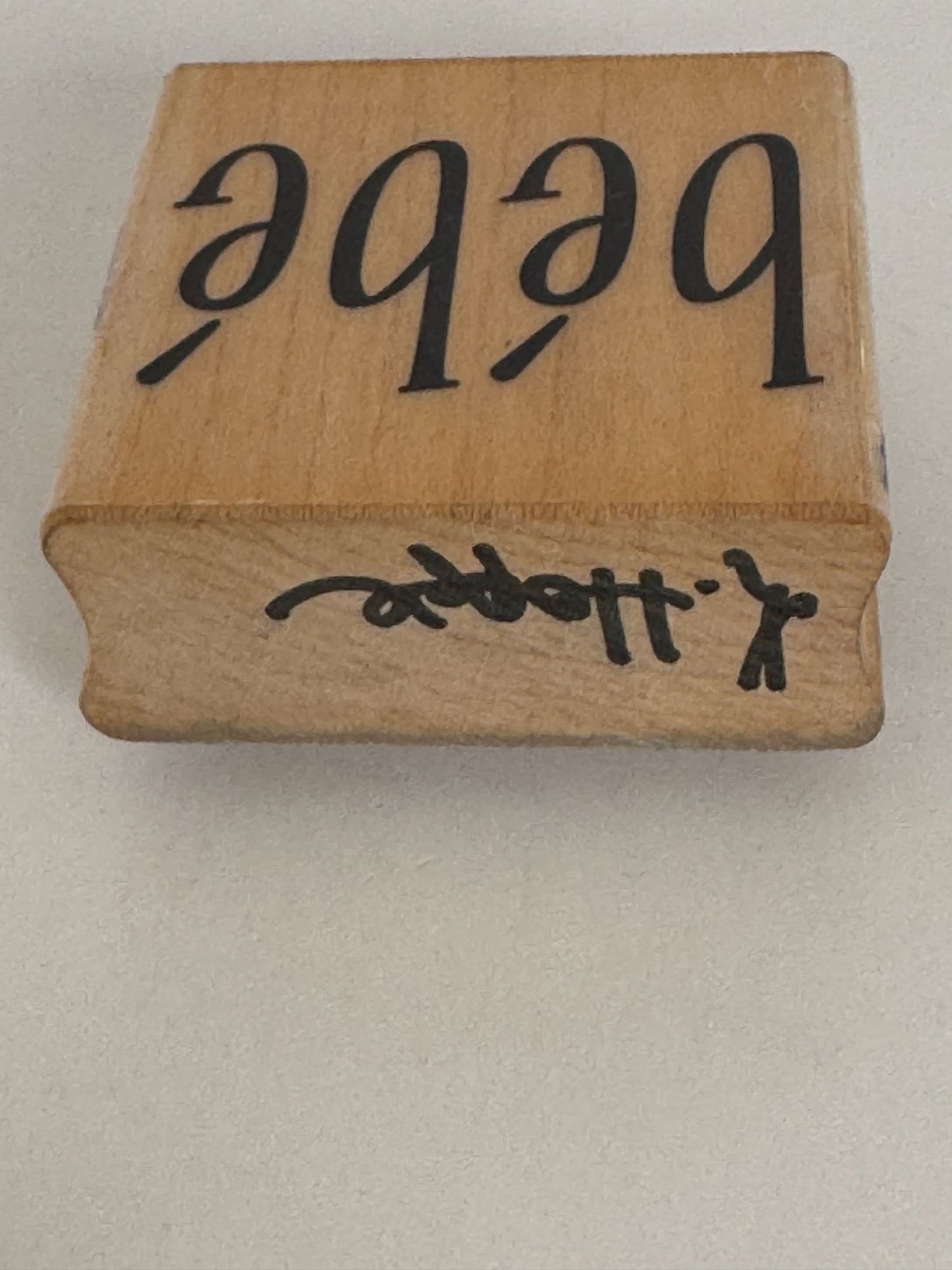 Stampabilities Rubber Stamp Bebe French Baby Word Card Making Wood Mounted Craft