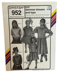 Stretch and Sew Sewing Pattern 952 Girls Skimmer Dresses and Tops Shirt 1990 UC