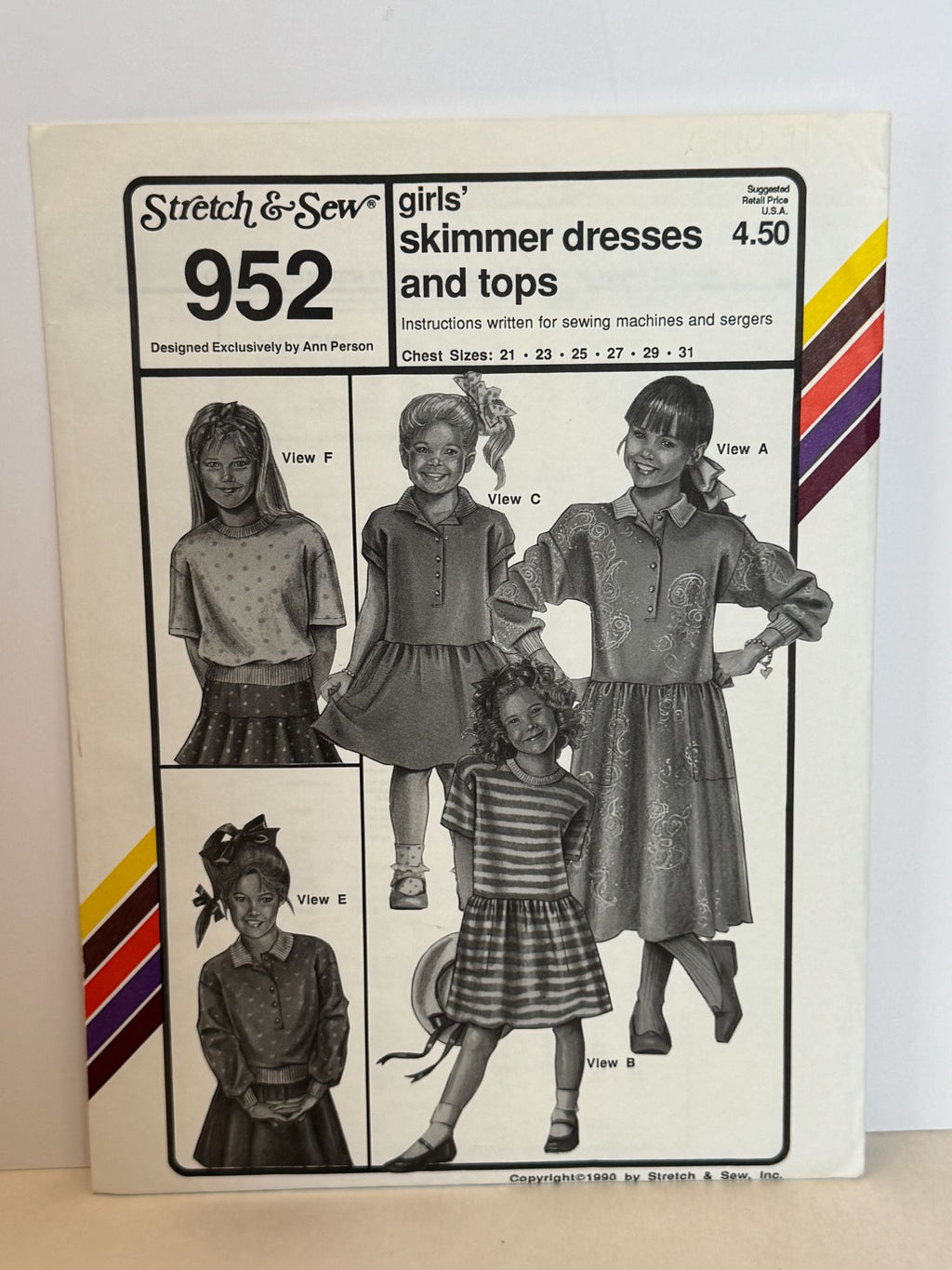 Stretch and Sew Sewing Pattern 952 Girls Skimmer Dresses and Tops Shirt 1990 UC