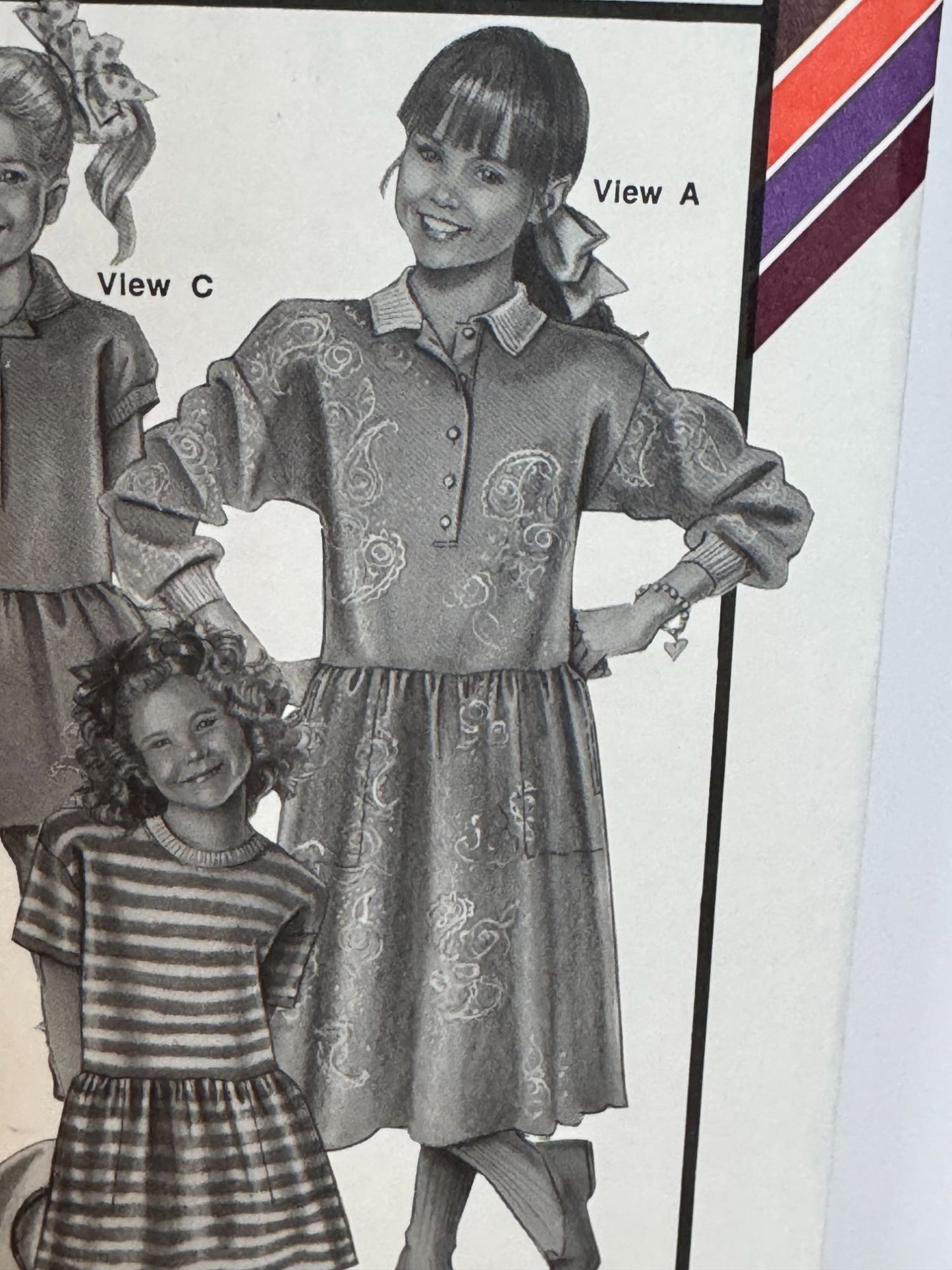 Stretch and Sew Sewing Pattern 952 Girls Skimmer Dresses and Tops Shirt 1990 UC