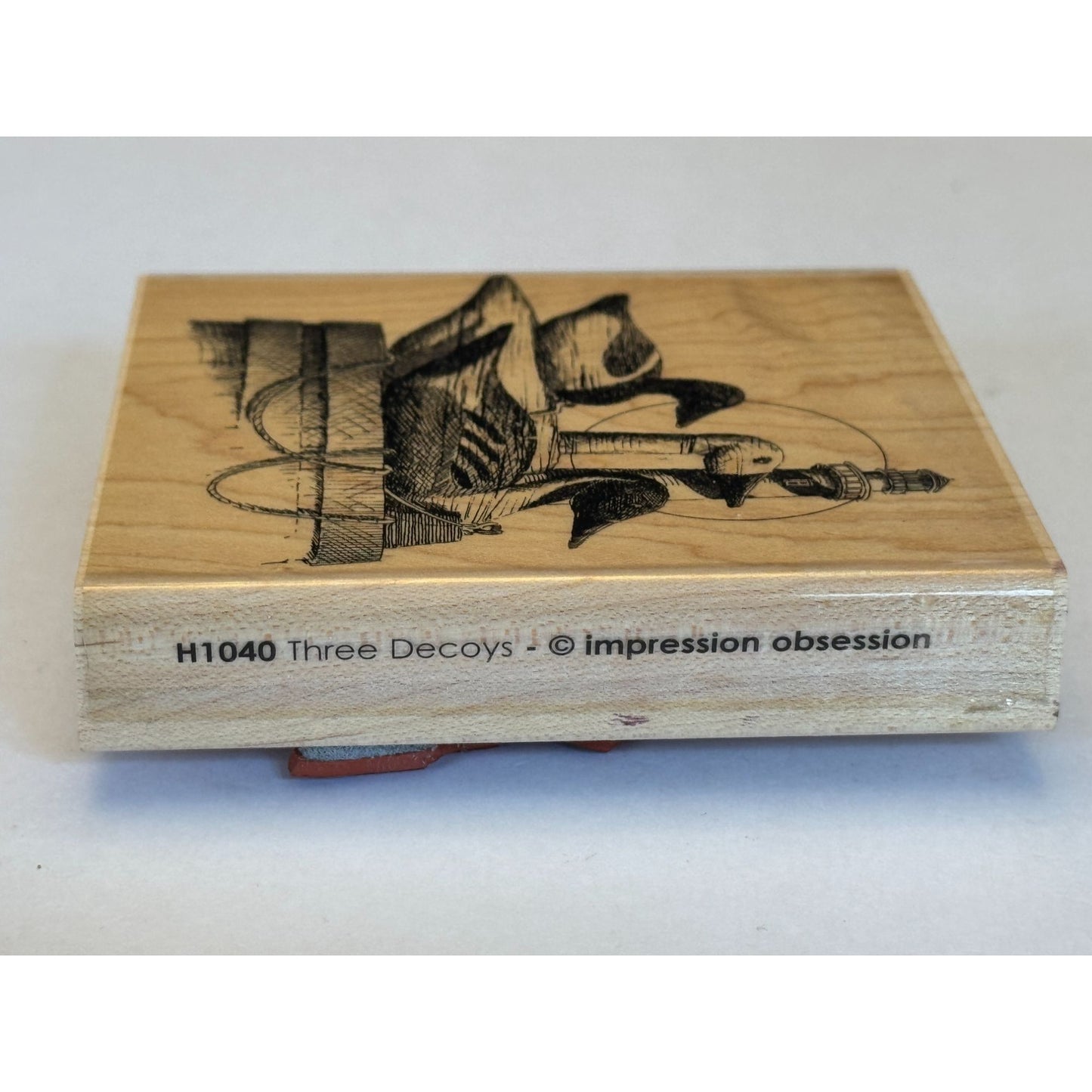 Impression Obsession Rubber Stamp Three Decoys Ducks Lighthouse Nautical H1040
