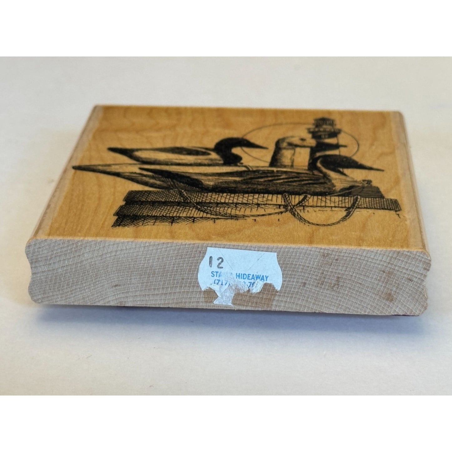Impression Obsession Rubber Stamp Three Decoys Ducks Lighthouse Nautical H1040