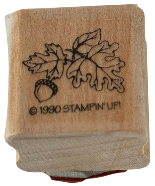 Stampin Up Rubber Stamp Oak Leaves Acorn Leaf Fall Nature Outdoors Small Craft