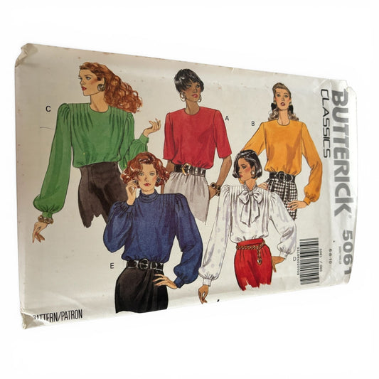 Butterick Sewing Pattern 5061 Vintage Blouse 90s Puff Sleeve Workwear Minimalist Classic 6-10 Uncut