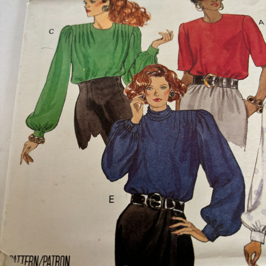 Butterick Sewing Pattern 5061 Vintage Blouse 90s Puff Sleeve Workwear Minimalist Classic 6-10 Uncut