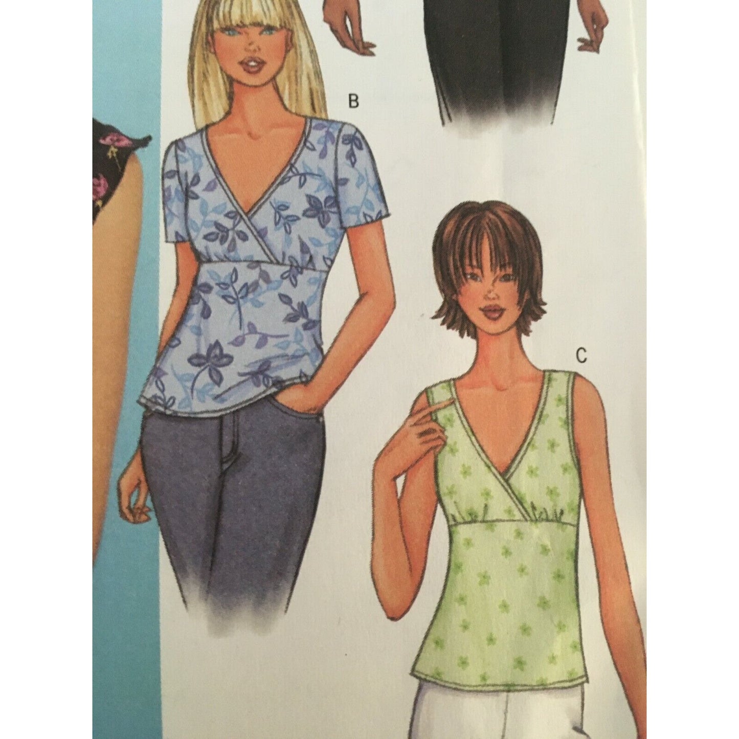 Butterick 3385 Sewing Pattern Misses Pullover Tops Semi-Fitted Sz 6 8 10 Uncut