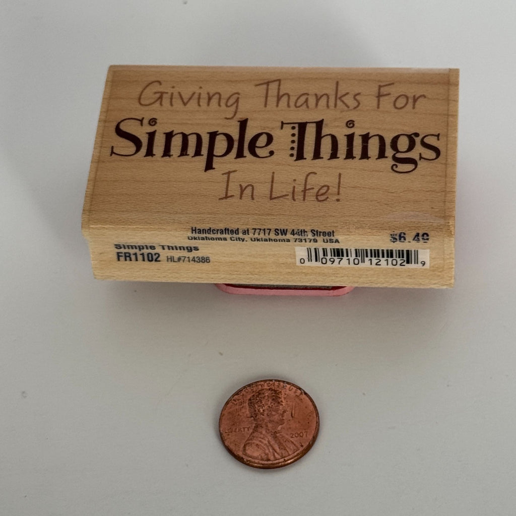 Stampabilities Rubber Stamp Simple Things Gratitude Saying Thanksgiving Card Making Wood Mounted