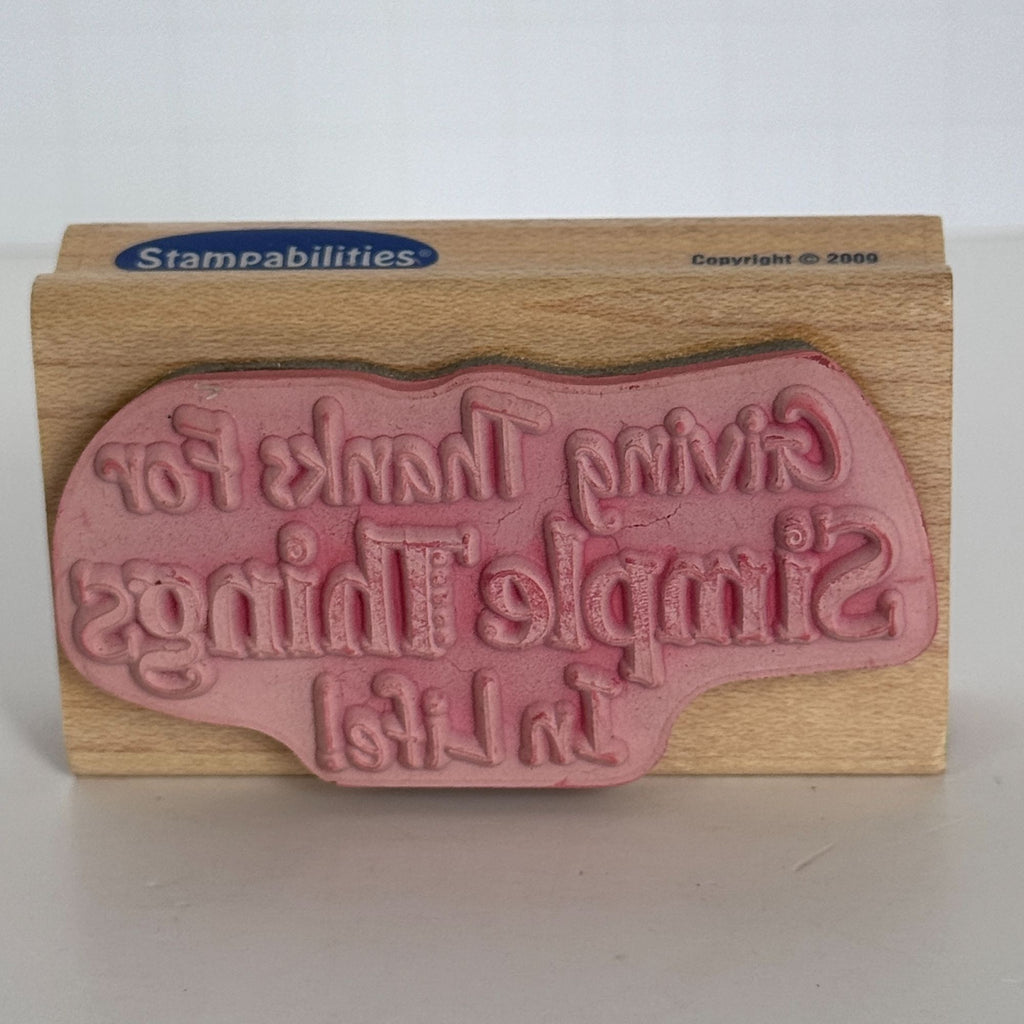 Stampabilities Rubber Stamp Simple Things Gratitude Saying Thanksgiving Card Making Wood Mounted