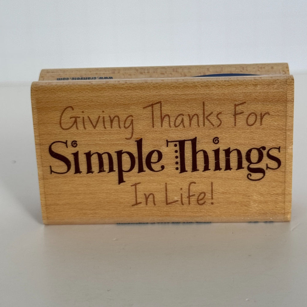 Stampabilities Rubber Stamp Simple Things Gratitude Saying Thanksgiving Card Making Wood Mounted