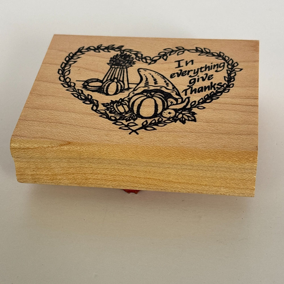 Touche Rubber Stamp Give Thanks Heart Harvest Cornucopia Thanksgiving Cardmaking Fall Wood Mounted