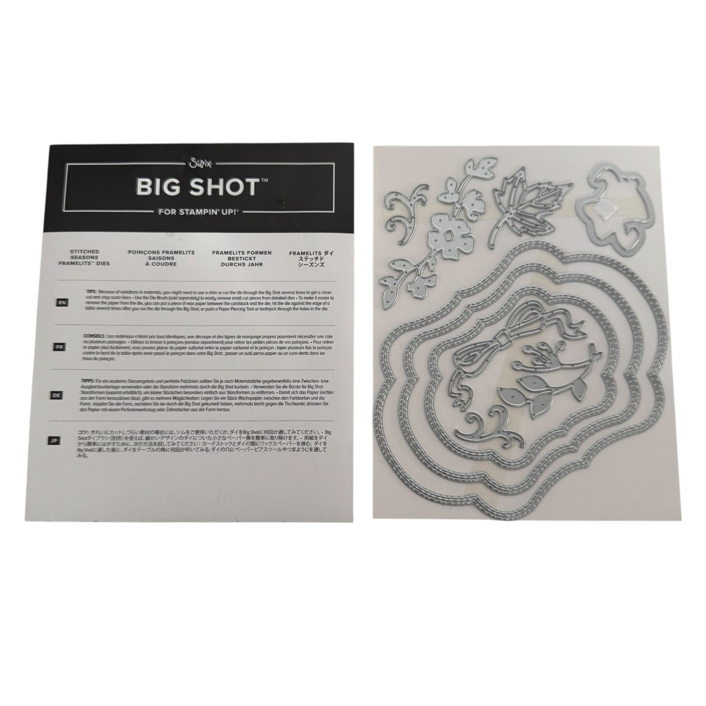 Sizzix Big Shot Stitched Seasons Framelits Dies Flowers Frames Leaf Stampin Up