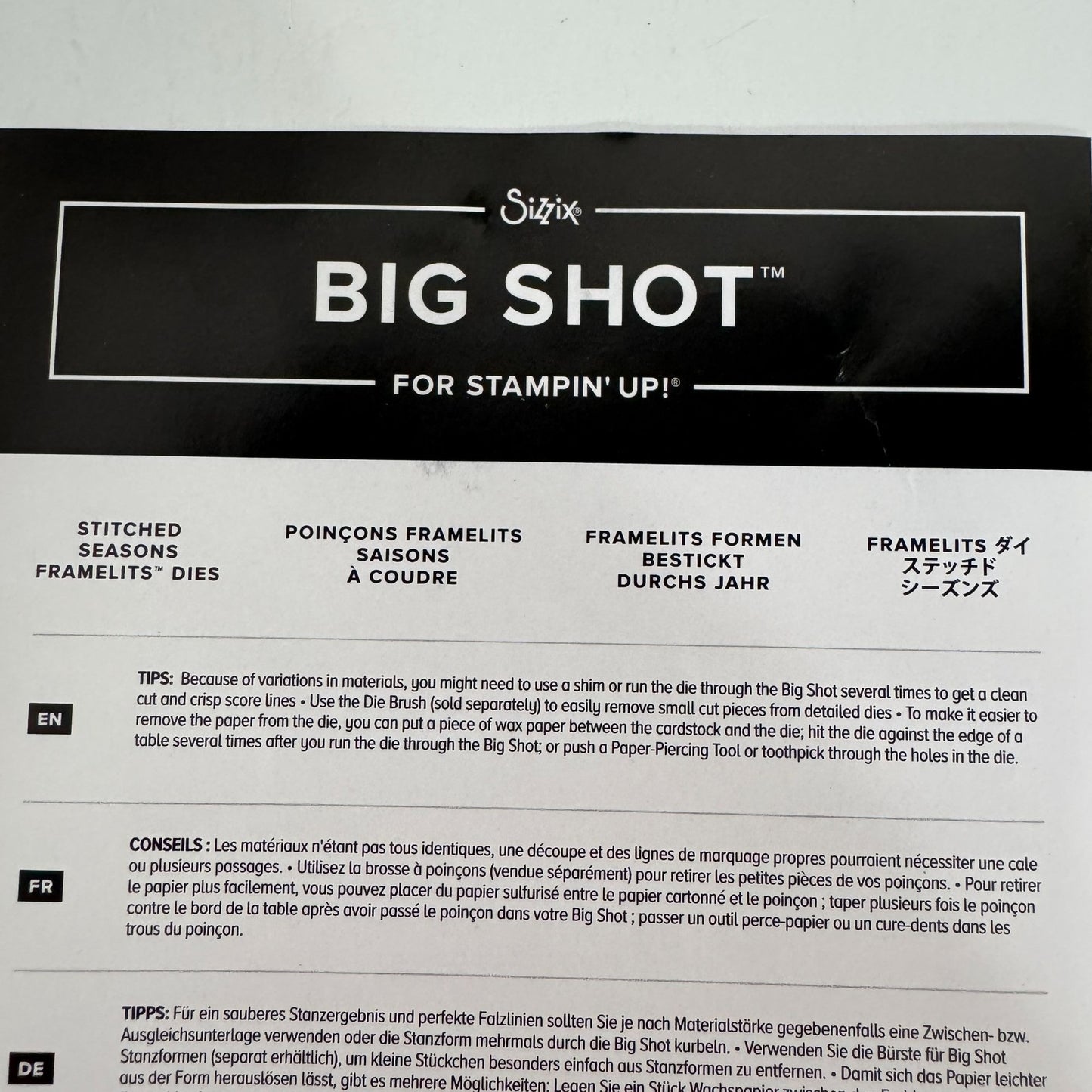 Sizzix Big Shot Stitched Seasons Framelits Dies Flowers Frames Leaf Stampin Up