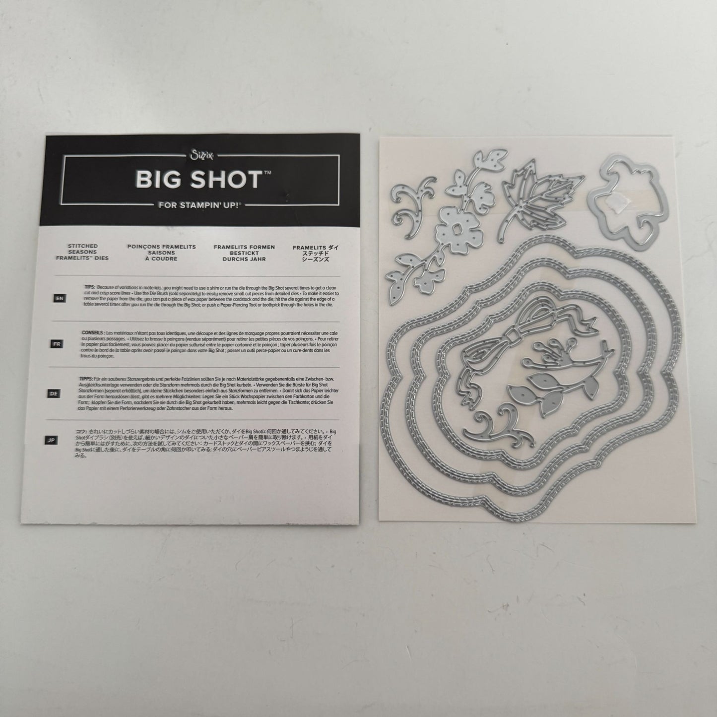 Sizzix Big Shot Stitched Seasons Framelits Dies Flowers Frames Leaf Stampin Up