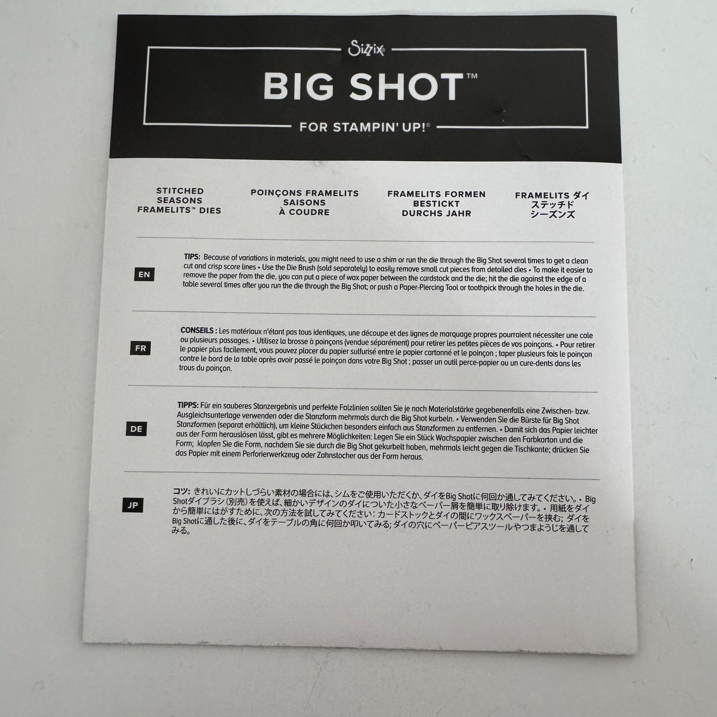 Sizzix Big Shot Stitched Seasons Framelits Dies Flowers Frames Leaf Stampin Up