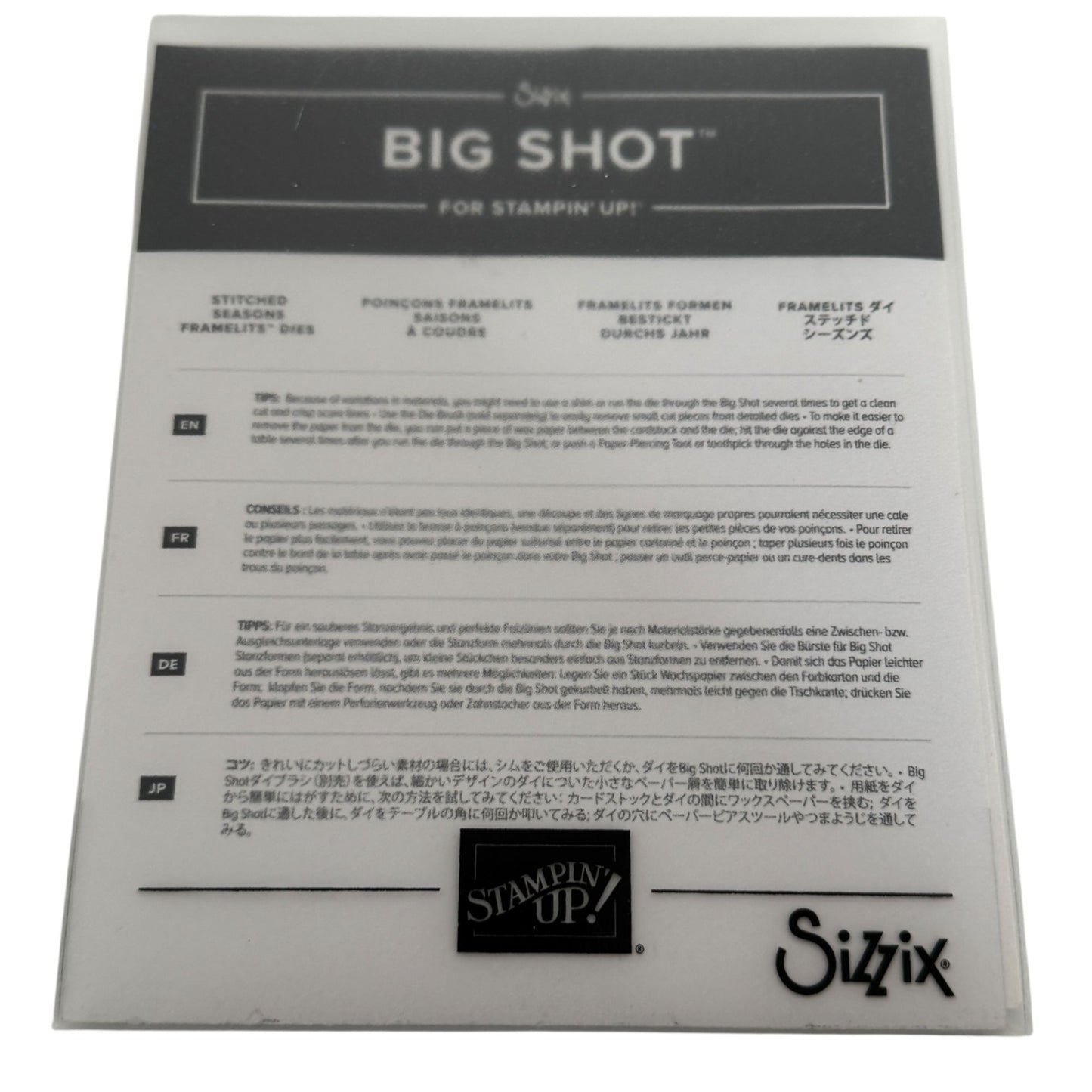 Sizzix Big Shot Stitched Seasons Framelits Dies Flowers Frames Leaf Stampin Up