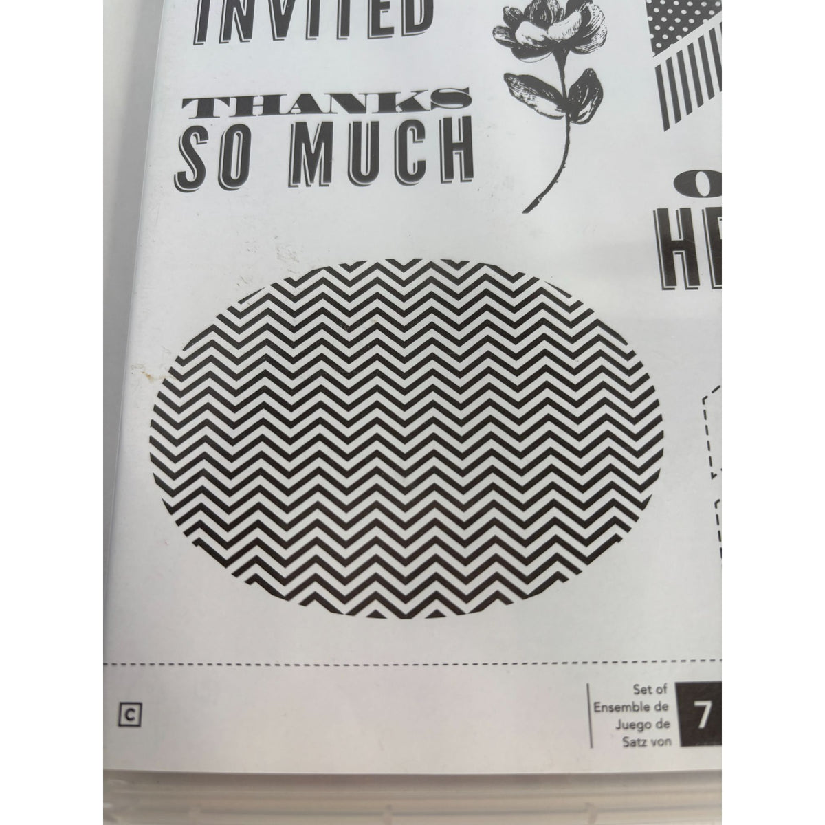 Stampin Up Clear Mount Rubber Stamp Set Oh Hello Chevon Oval Thanks So Much Word