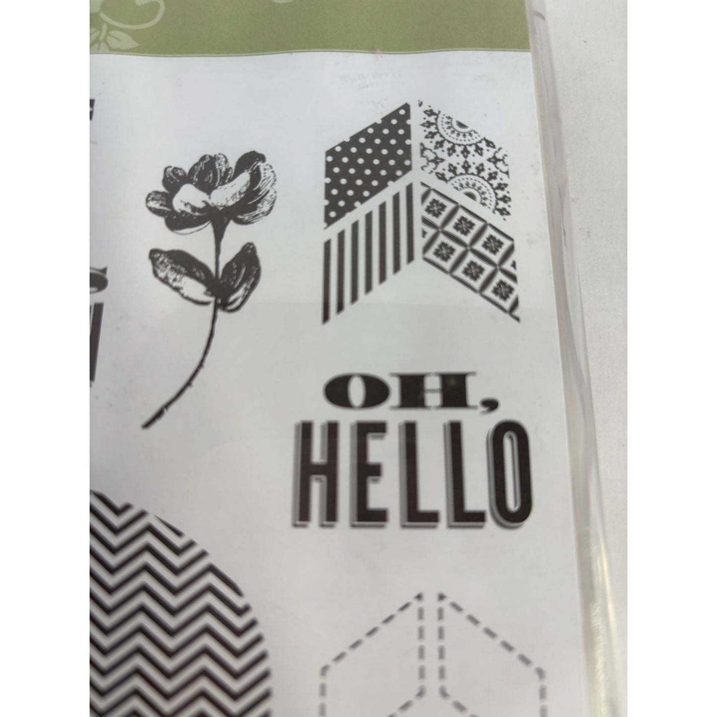 Stampin Up Clear Mount Rubber Stamp Set Oh Hello Chevon Oval Thanks So Much Word