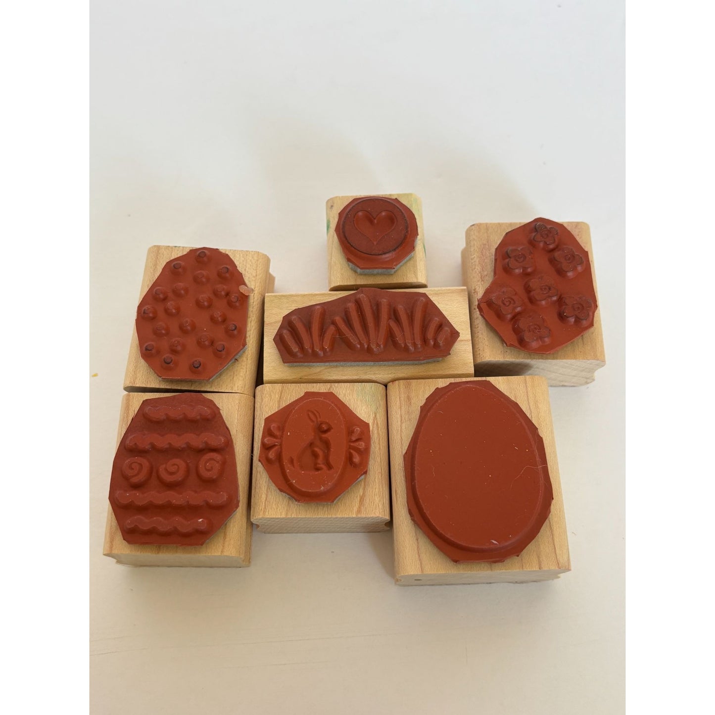 Stampin Up Wooden Rubber Stamp Set Decorate Easter Eggs Bunny Grass Spring 2000